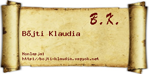 Bőjti Klaudia névjegykártya